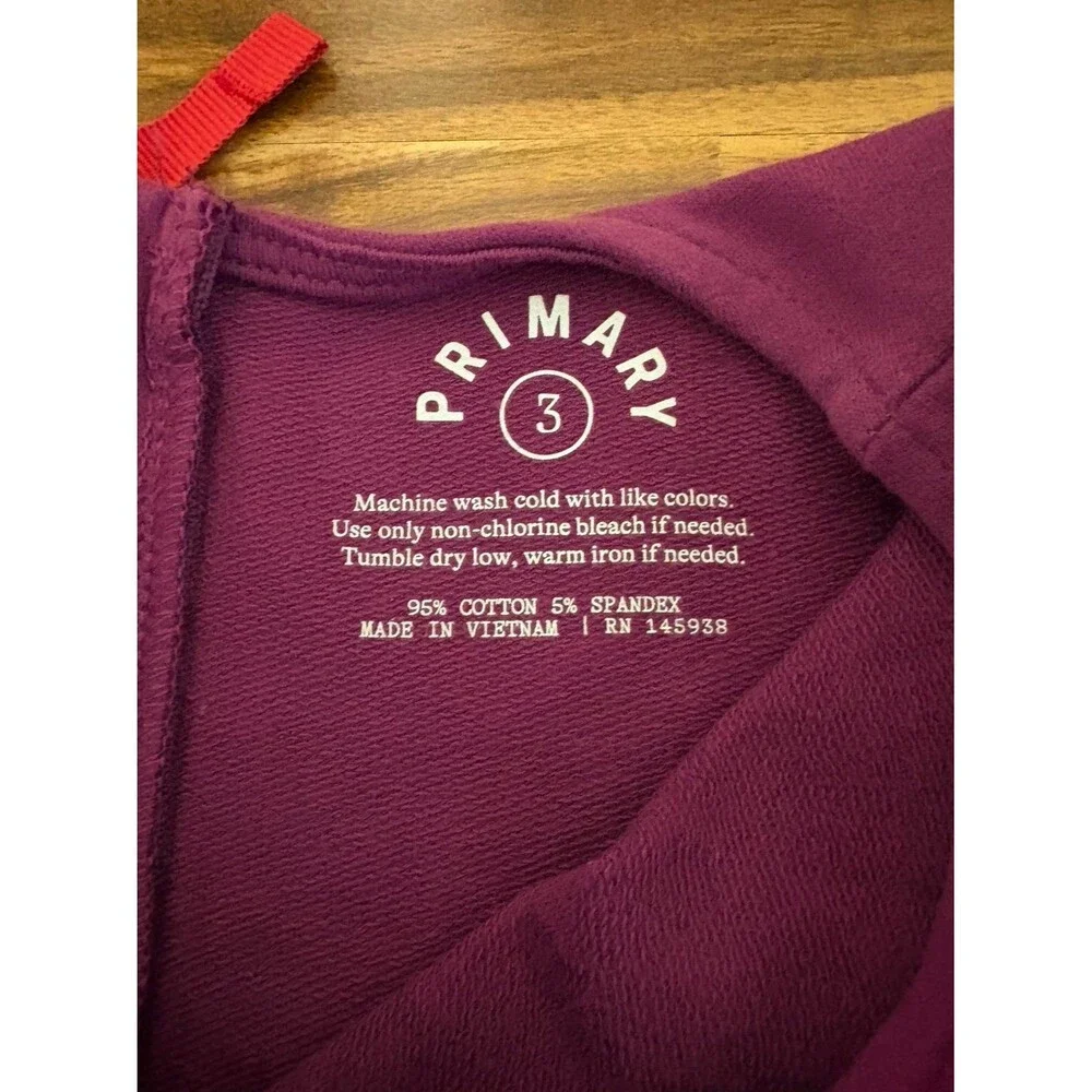 NWOT Primary Sweatshirt Dress, Raspberry, Size 3T